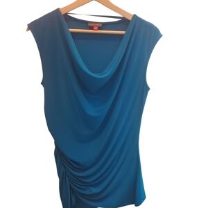 Vince Camuto Teal Draped Sleeveless Blouse